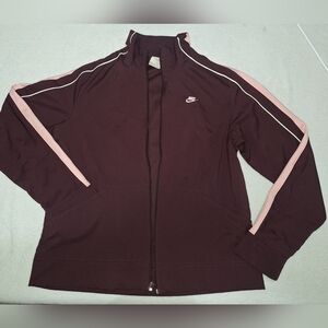 Nike Women's Bomber Jacket in Maroon and Pink